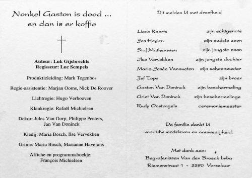 Nonkel Gaston is dood … en dan is er koffie
